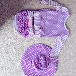 Toddler bathing suit with matching hat
